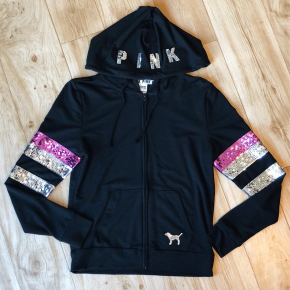 PINK Victoria's Secret Tops - VS PINK BLING ZIP UP HOODIE